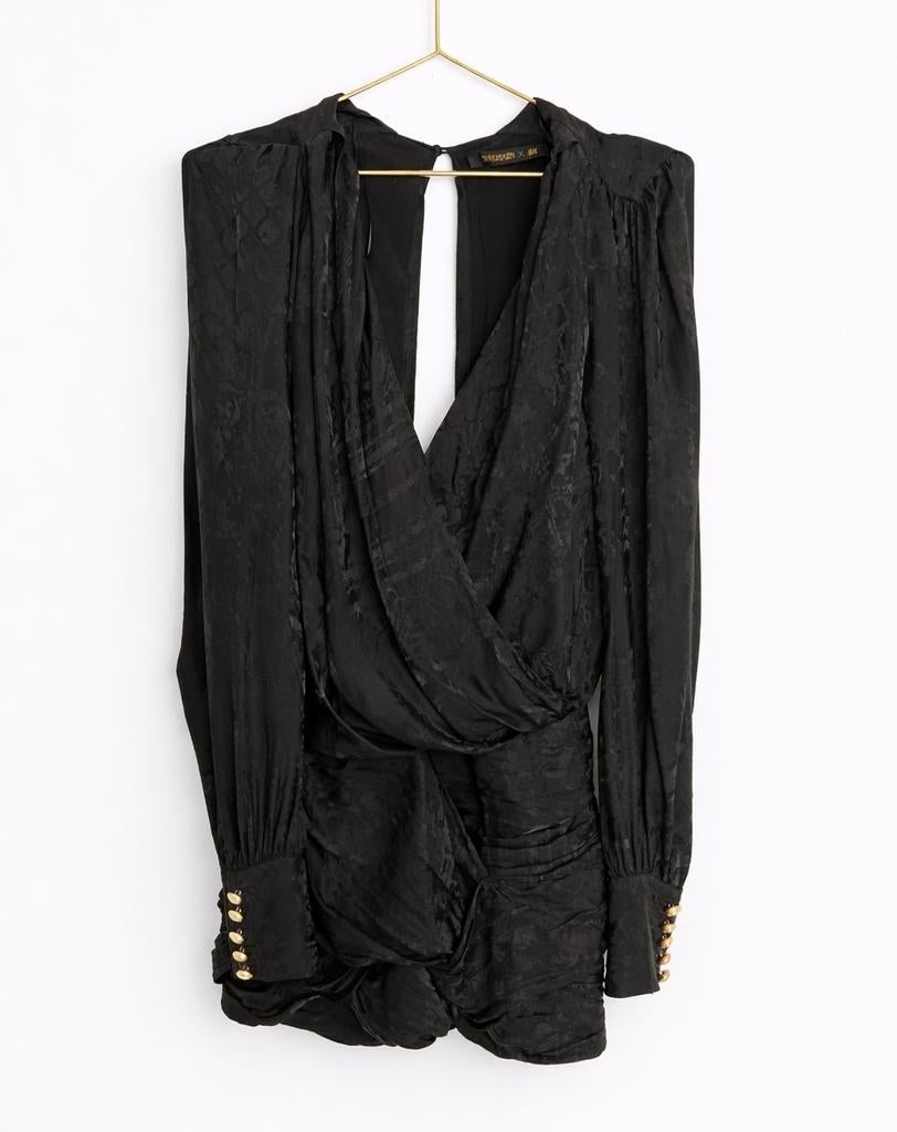 Balmain x H&M Silk Dress Black | Size 34, Zwart, Ophalen of Verzenden, Zo goed als nieuw, Maat 34 (XS) of kleiner