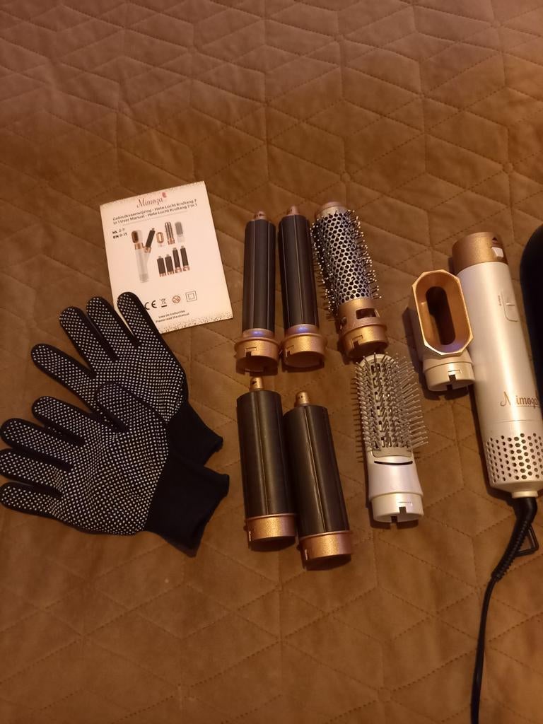 Mimoza Airstyler 5-in-1 met accessoires en opbergcase, Ophalen of Verzenden, Zo goed als nieuw, Haarverzorging