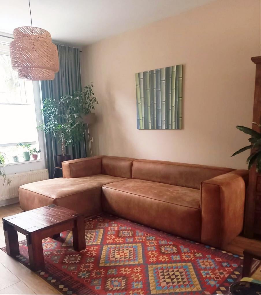 Bank, lederlook (microvezel), Ophalen, Gebruikt, Overige materialen