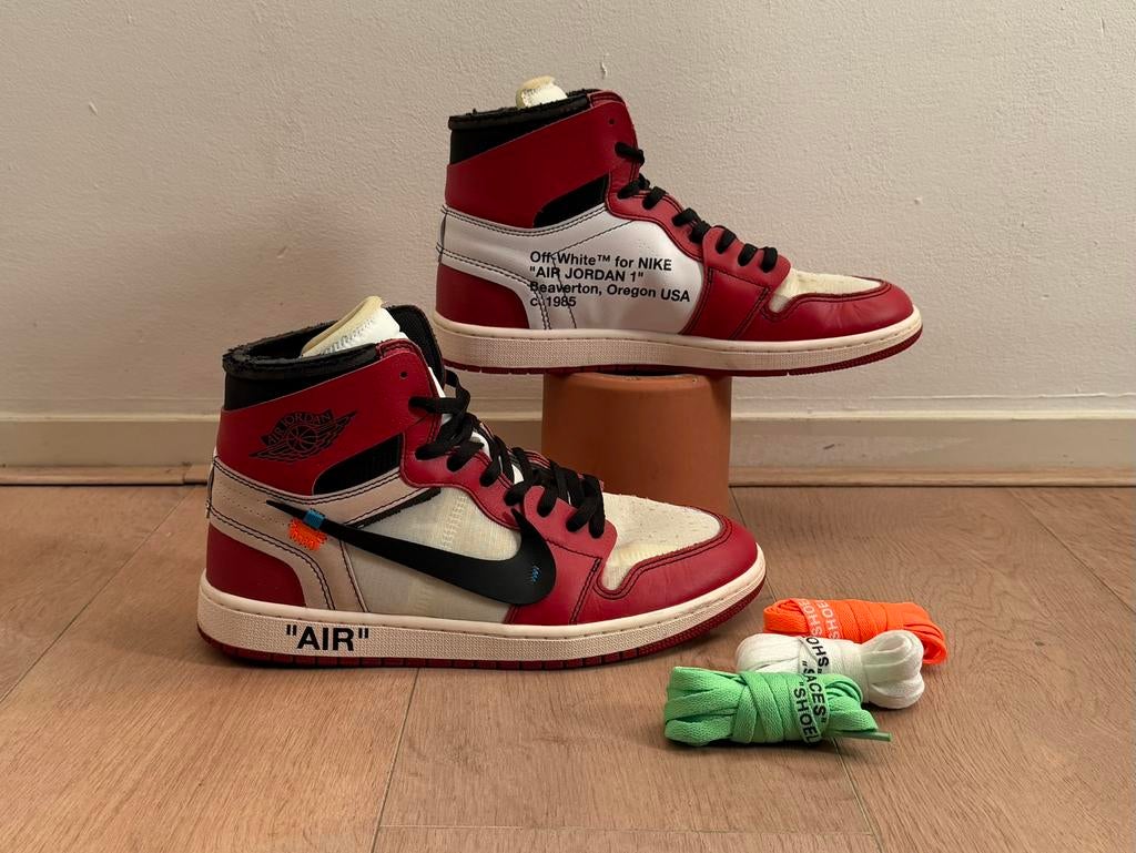 Nike Air Jordan 1 x Off White Retro High - Red - maat 45, Overige kleuren, Ophalen of Verzenden, Sneakers of Gympen, Zo goed als nieuw