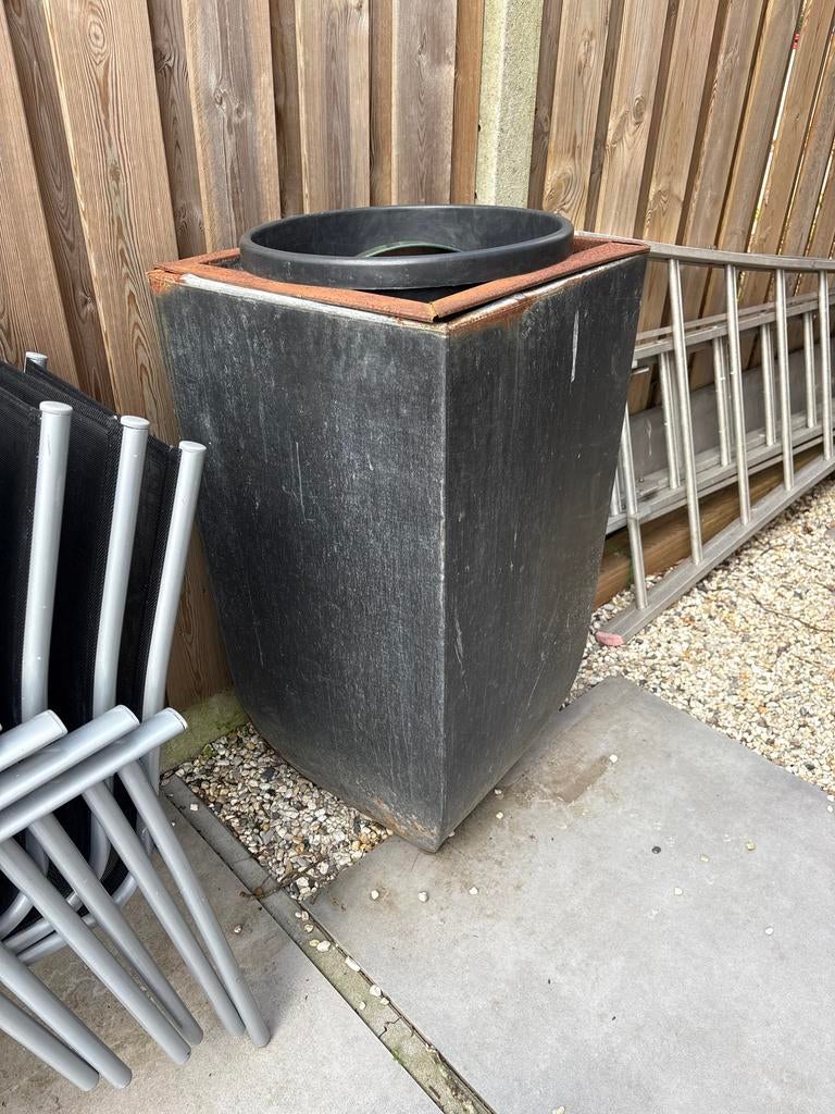 Grote bloempot cortenstaal, Ophalen, Gebruikt, Minder dan 60 cm, Vierkant