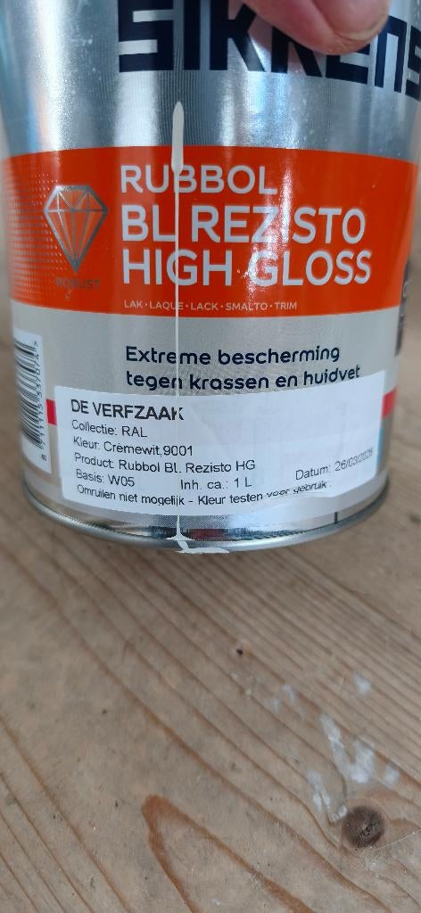 Sikkens Rubbol BL Rezisto High Gloss 9001 1 liter, Ophalen, Wit, Zo goed als nieuw, Lak