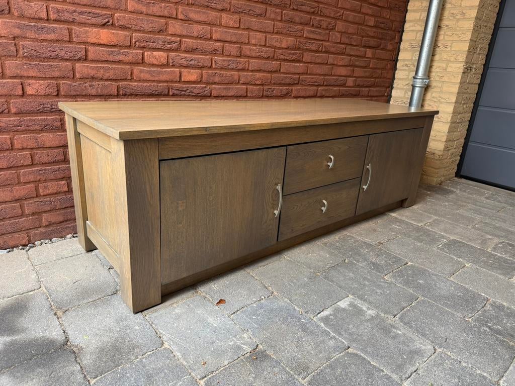 Massief houten eiken dressoir, Ophalen, 150 tot 200 cm, Eikenhout, 50 tot 75 cm