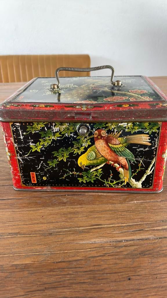 Antiek biscuitblik wed. J. Bekkers & zn. Art Nouveau, Verzenden, Gebruikt, Koek(jes), Overige merken