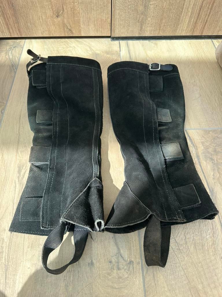 Zwarte leren chaps large, Ophalen, Overige soorten, Zo goed als nieuw, Dames