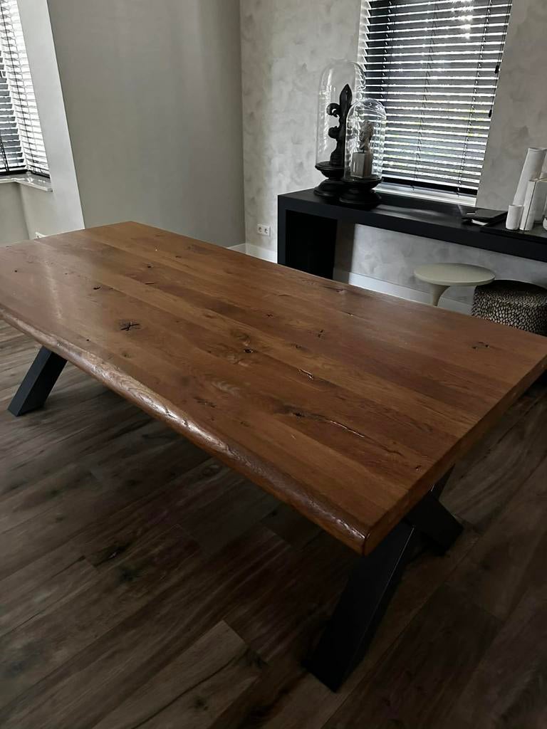 Eiken tuintafel 220x100cm, Tuin en Terras, Tuintafels, Ophalen of Verzenden, Rechthoekig, Hout