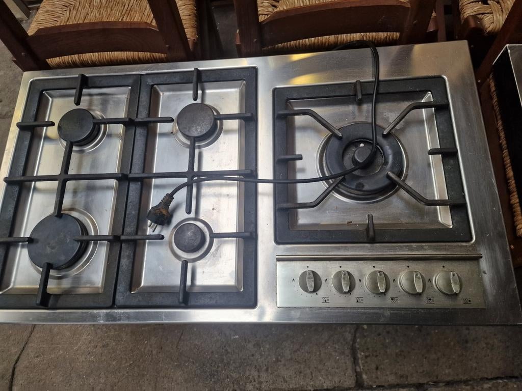 Grote 5 pits gaskookplaat met wokbrander, Witgoed en Apparatuur, Kookplaten, Ophalen, Inbouw, Gas, 5 kookzones of meer