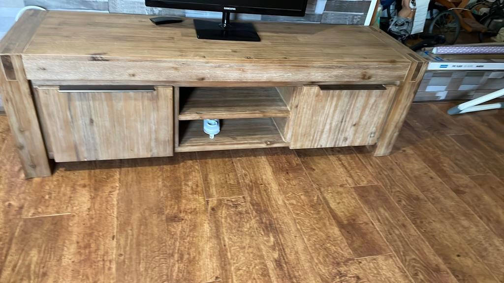 Acacia houten tv meubel, Ophalen, 150 tot 200 cm, Zo goed als nieuw, Minder dan 100 cm