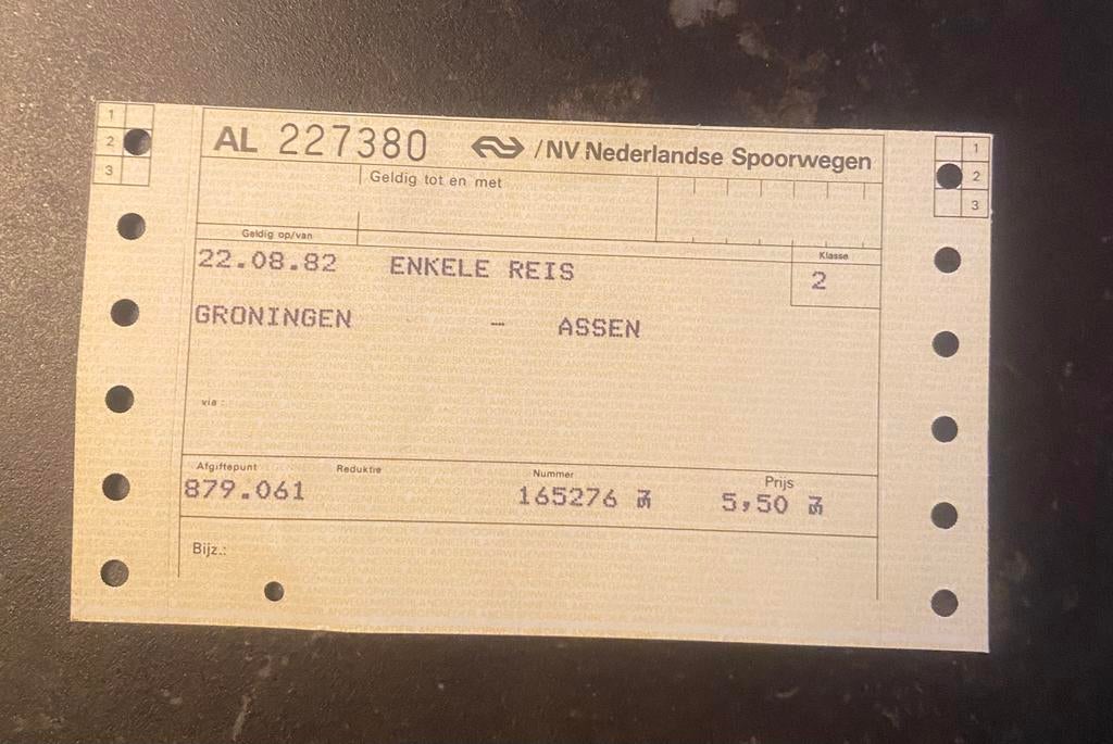 Treinkaartje NS 1982, Verzamelen, Verzenden, Zo goed als nieuw