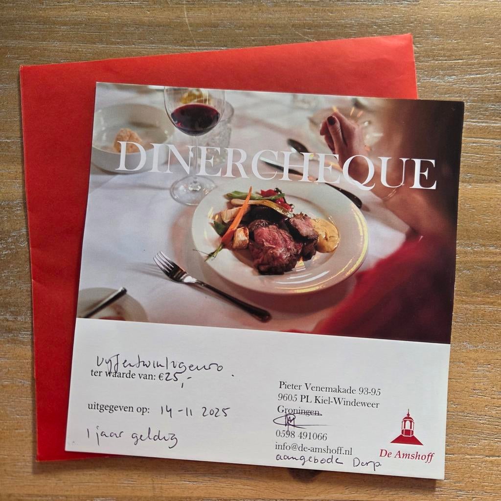 Dinercheque De Amshoff Kiel-Windeweer, Eén persoon