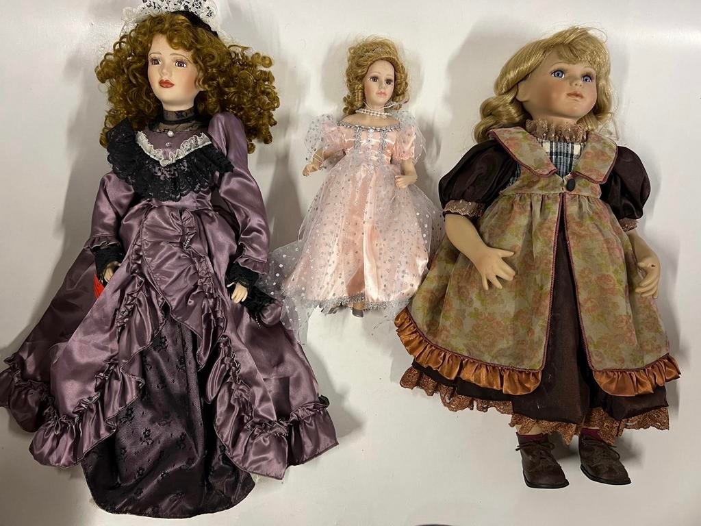 Porseleinen Poppen Set - 3 Stuks, Verzamelen, Poppen, Ophalen, Gebruikt, Pop