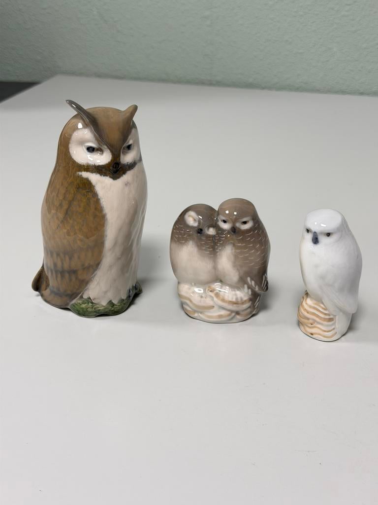 Royal Copenhagen uilen set 2999 834 1741 + B&G owl owls 3x, Ophalen of Verzenden, Zo goed als nieuw, Dier