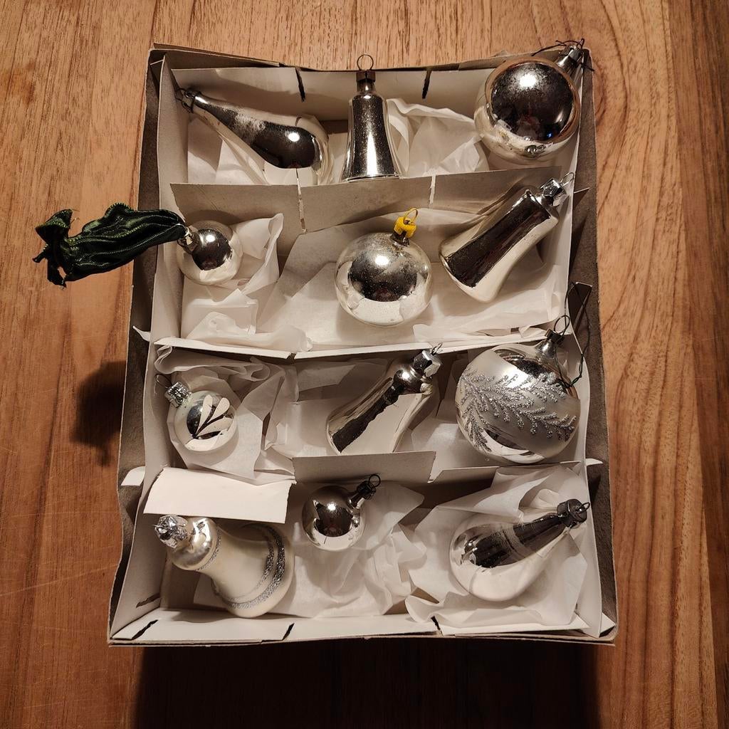 Vintage glazen kerstballen, klokken & druppels, Diversen, Kerst, Gebruikt, Ophalen of Verzenden