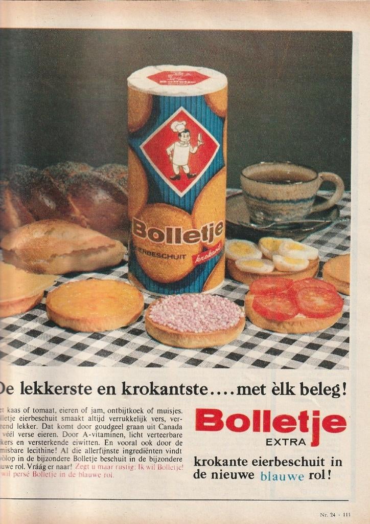 Retro reclame 1965 Bolletje beschuit met muisjes, Verzamelen, Retro, Verzenden, Overige typen
