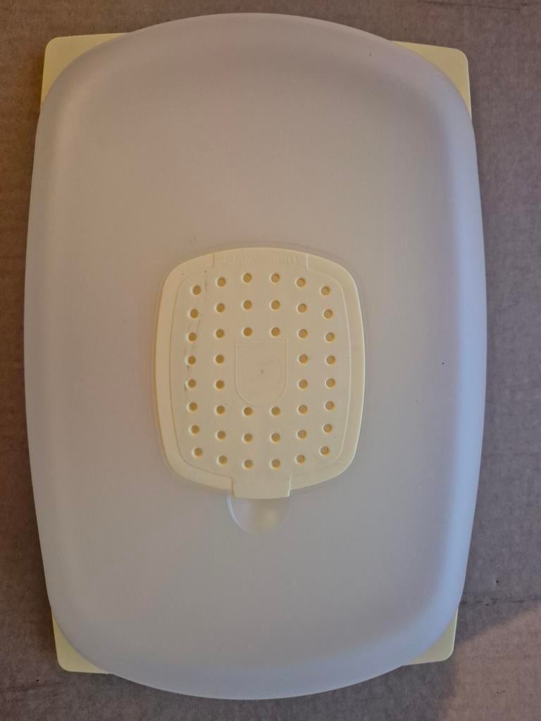 Tupperware kaasdoos laag geel, Ophalen of Verzenden, Gebruikt, Crème, Schaal