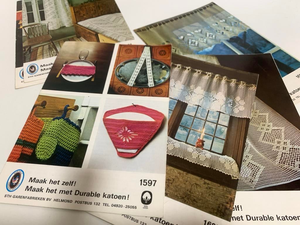 8 ouderwetse HaakPatronen Durable Katoen - jaren 70, Hobby en Vrije tijd, Breien en Haken, Ophalen of Verzenden, Gebruikt, Haken