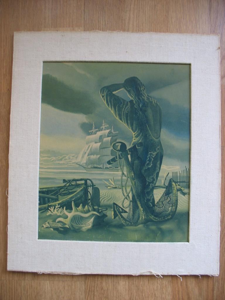 Schilderij Zeemeermin in Groentinten zonder Lijst Puur Vinta, Ophalen