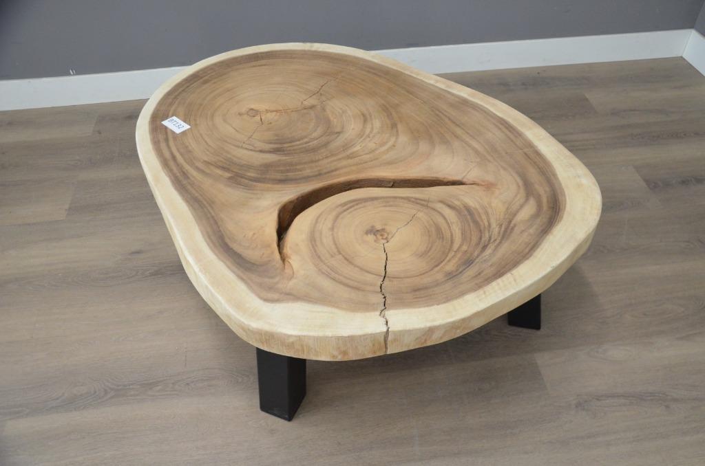Ronde suar salontafel - 82 - 110cm -BT132, Ophalen of Verzenden, Nieuw, Rond, Overige houtsoorten