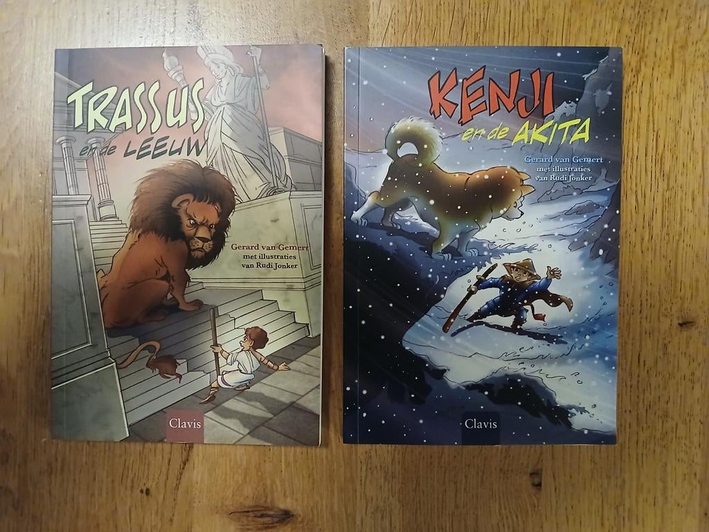 Trassus en de leeuw + Kenji en de Akita - Kleine helden..., Boeken, Ophalen of Verzenden, Zo goed als nieuw