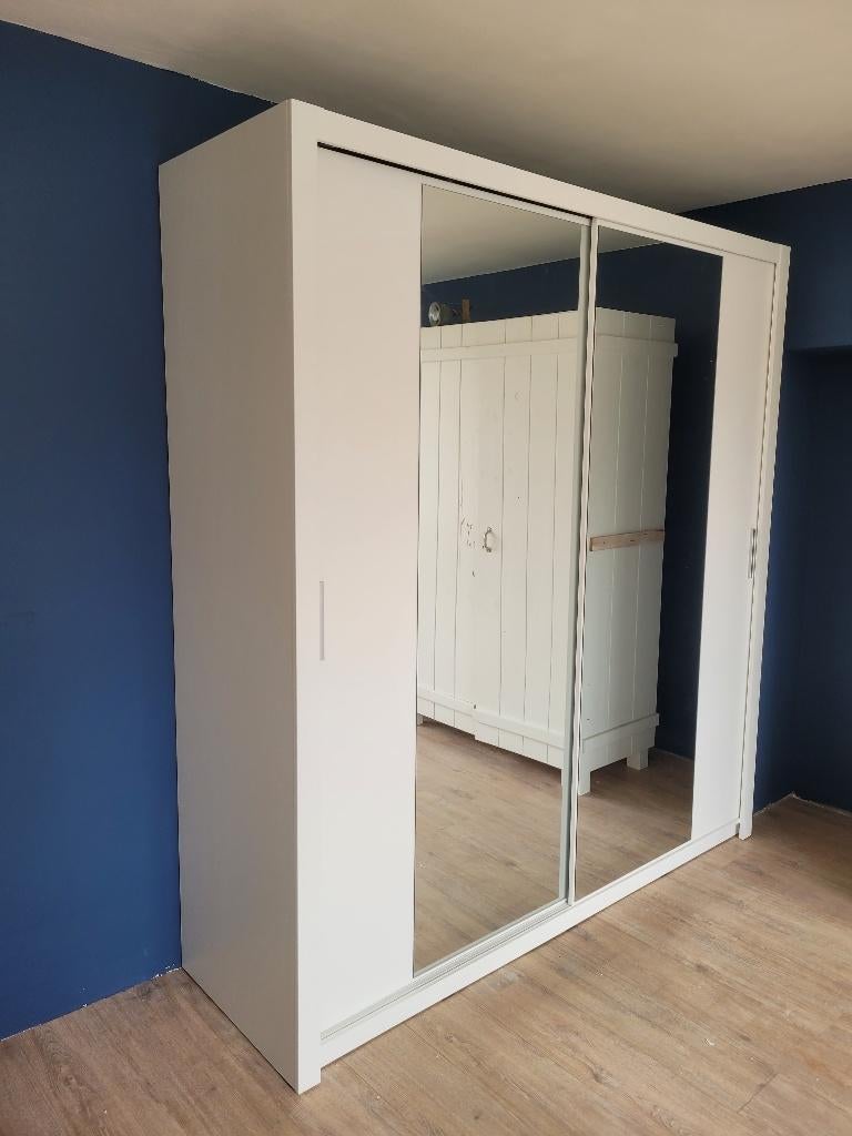 Kledingkast wit met spiegel 180 cm | Incl. inhoud | VOORRAAD, Huis en Inrichting, Ophalen of Verzenden, Nieuw