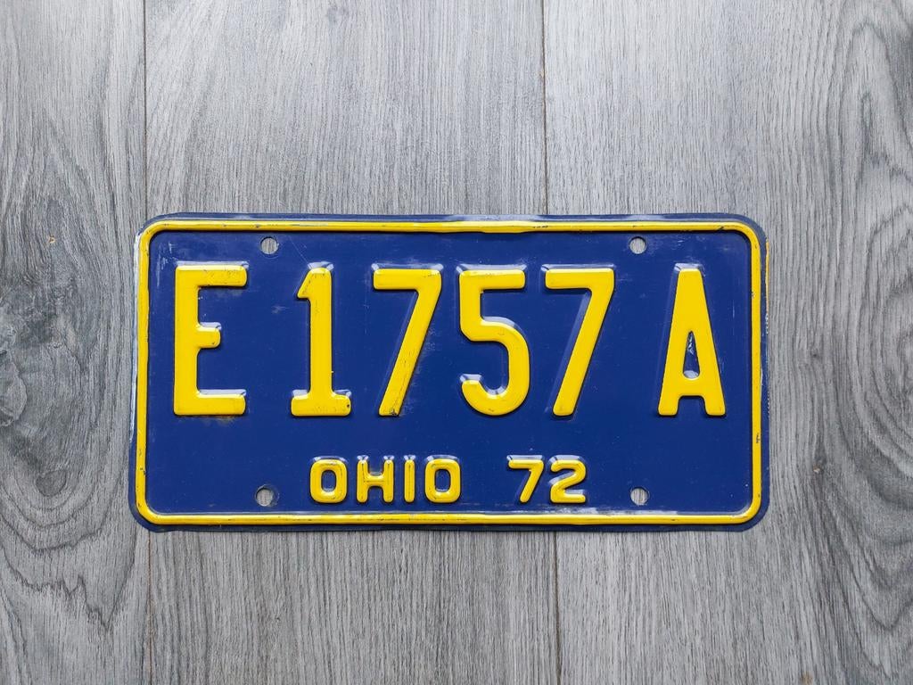 Kentekenplaat 1972 Ohio USA Nummerplaat Nummerbord, Verzamelen, Ophalen of Verzenden, Gebruikt, Auto's