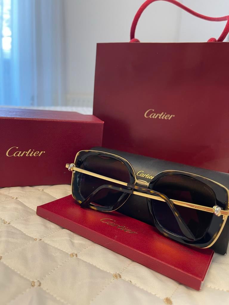Cartier Trinity Ruban Zonnebril CT0246S - Luxe Accessoire, Overige merken, Zonnebril, Bruin, Ophalen of Verzenden