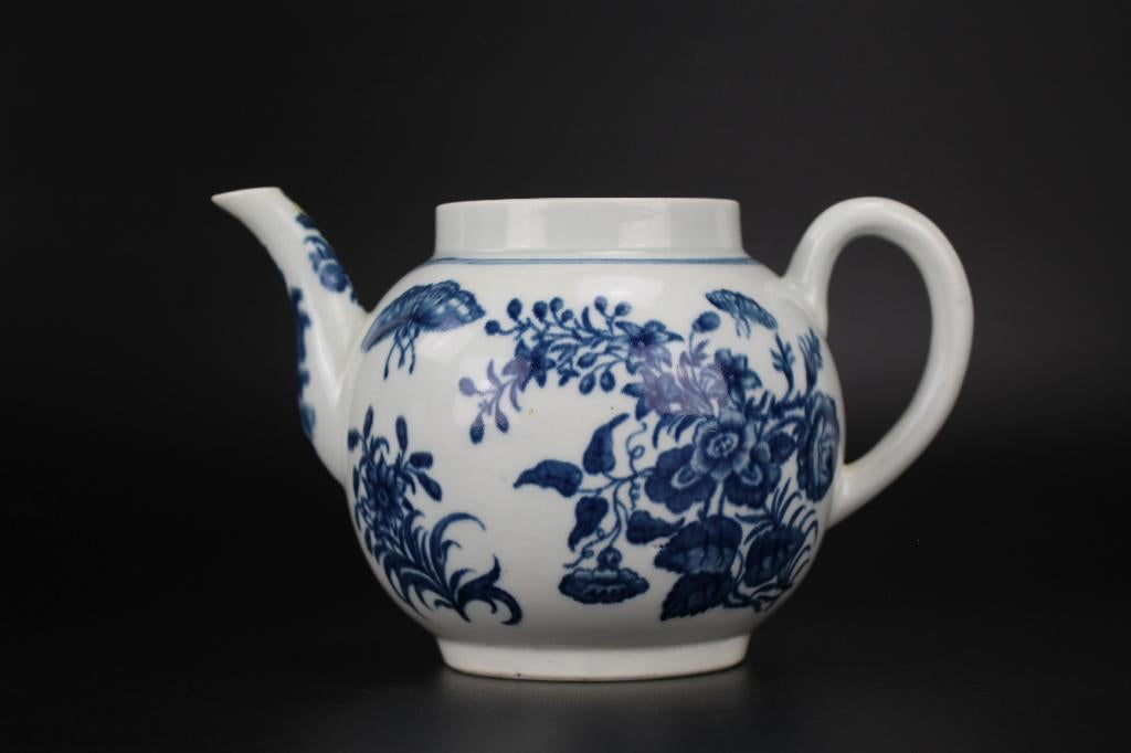 Worcester theepot 18e eeuw antiek Engels keramiek bloemen, Ophalen of Verzenden