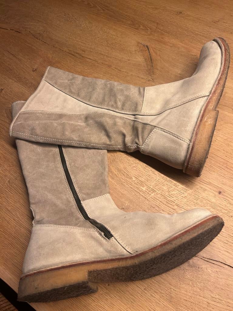 Lichte lederen laarzen maat 43, Ophalen of Verzenden, Zo goed als nieuw, Zwart, Lage of Enkellaarzen