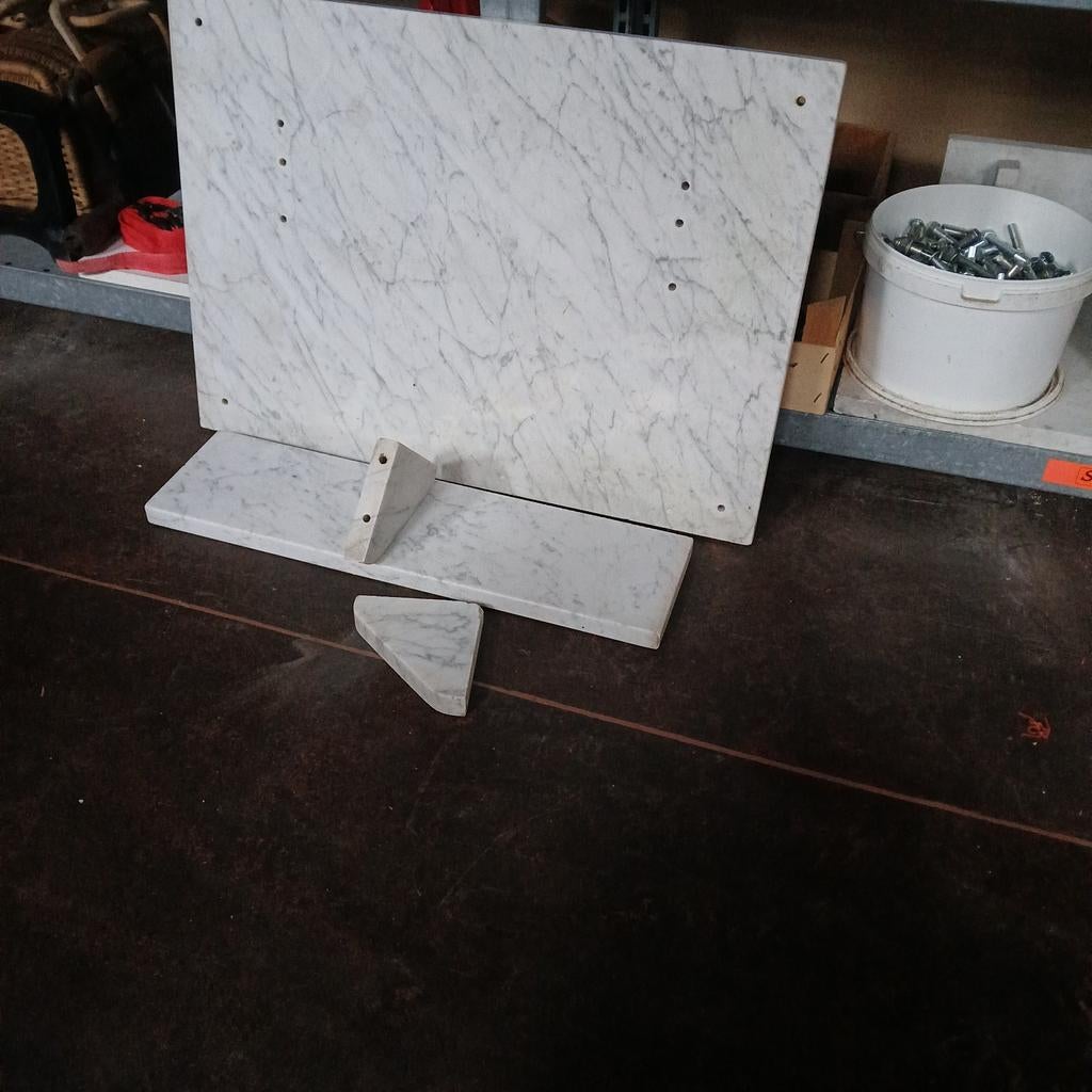 Marmeren spatplaat met planchet., Ophalen, Gebruikt, Overige typen, 50 tot 100 cm
