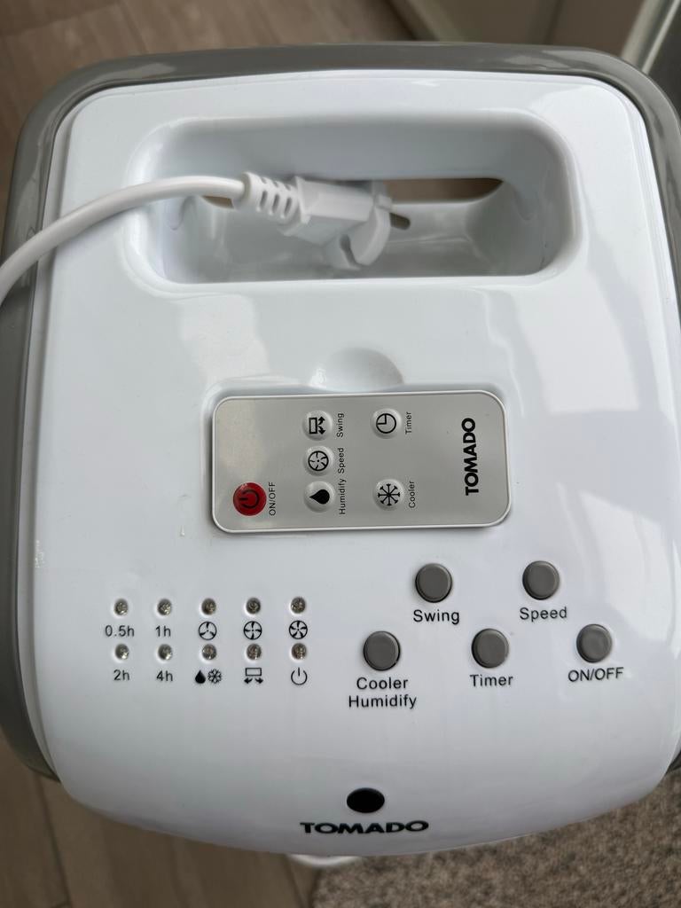 Tomado TAC4001W Luchtkoeler/aircooler, Witgoed en Apparatuur, Ventilatoren, Zo goed als nieuw, Vloerventilator, Ventilator met afstandsbediening