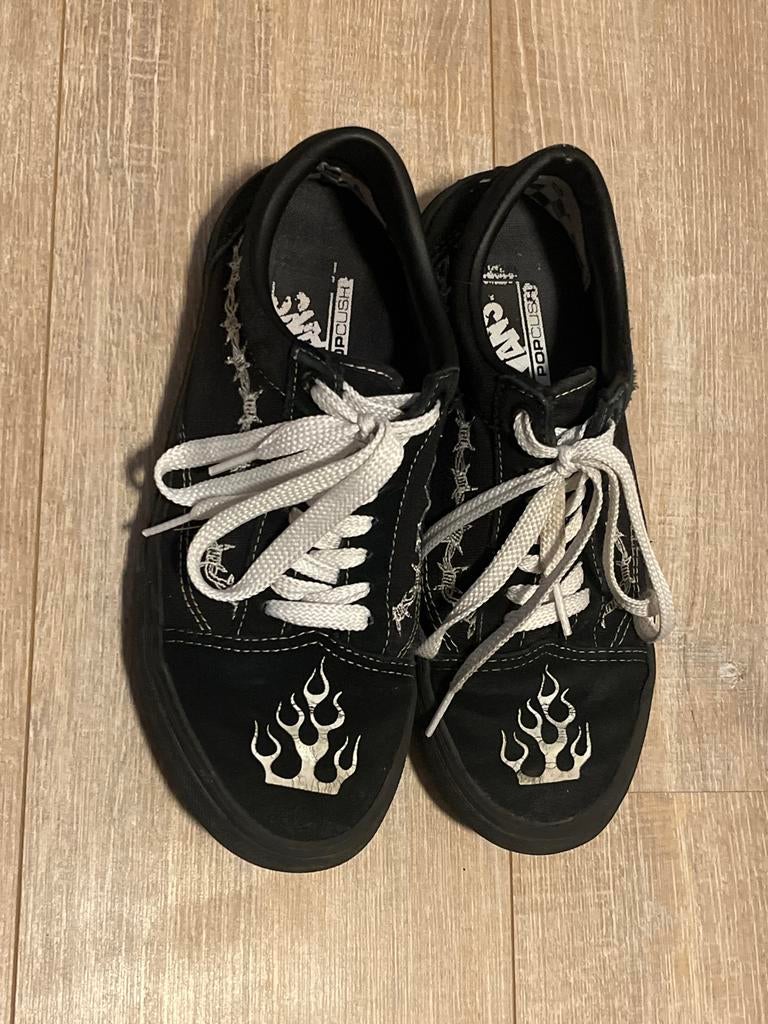 Zwarte Vans Sneakers met Vlammen - Maat 41, Ophalen of Verzenden, Gedragen, Zwart, Sneakers of Gympen