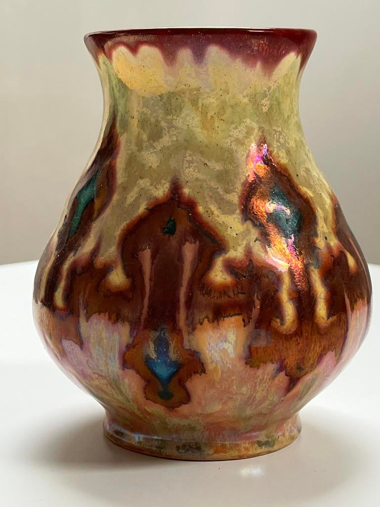 Art Deco plateel Plazuid Gouda Unique Metalique V. A. vaas, Ophalen of Verzenden