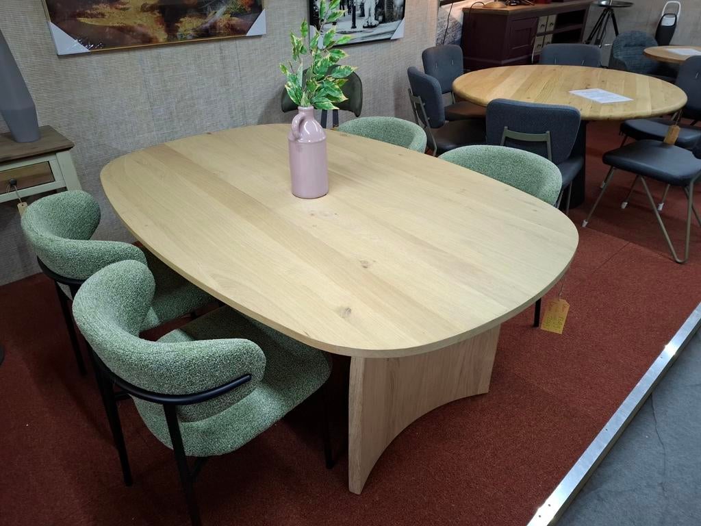 Nieuwe tafel 180x120 cm. ovaal, eiken sand oak Castello, H&H, Ophalen, 100 tot 150 cm, Eikenhout, Nieuw