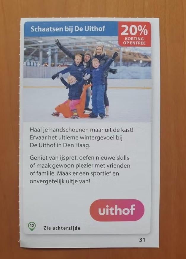 Schaatsen bij De Uithof 20% korting op entree, Drie personen of meer, Kortingsbon