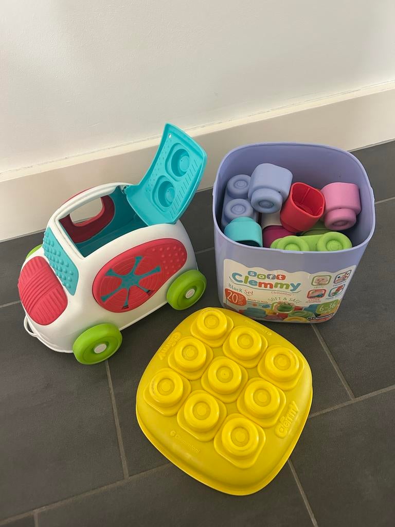 Soft Clemmy blokken en auto - Clementoni, Ophalen of Verzenden, Gebruikt, Overige merken