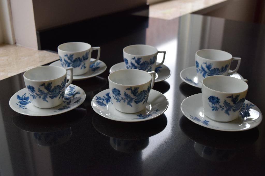 Royal Blue | England | Fine China Porselein | 6 kop schotels, Nieuw, Ophalen of Verzenden, Overige stijlen, Kop(pen) en/of Schotel(s)