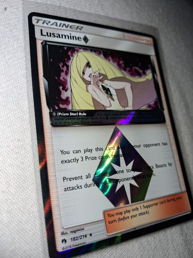 Pokemon kaart lusamine, Ophalen of Verzenden, Zo goed als nieuw, Losse kaart, Foil