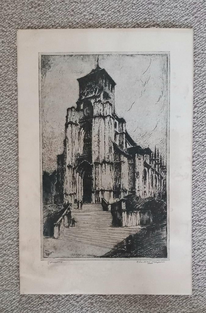 Ets Wim van Woerkom uit 1933/35x23cm, Antiek en Kunst, Ophalen of Verzenden