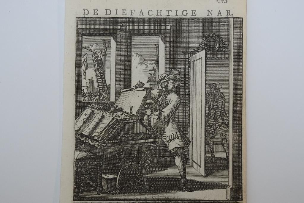 Originele gravure dief inbreker Abraham van St. Clara 1718, Antiek en Kunst, Verzenden