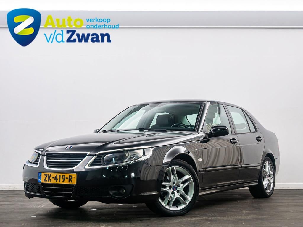 Saab 9-5 2.3t Linear 185 Pk Automaat/Leer/Navi/Stoelverw., Auto's, Zwart, 4 cilinders, 2290 cc, 1505 kg