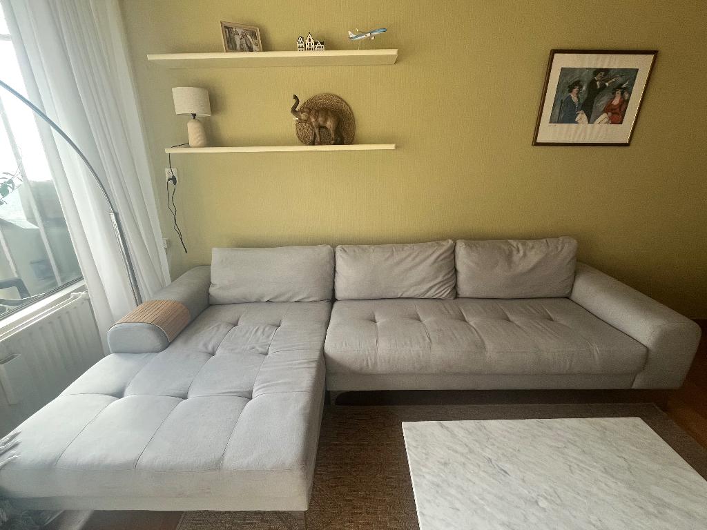 Lichtgrijze hoekbank, Ophalen, Gebruikt, Hoekbank, 75 tot 100 cm