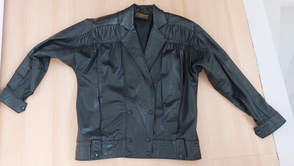 Nieuwe zwarte leren damesjas maat 42-44, Ophalen of Verzenden, Nieuw