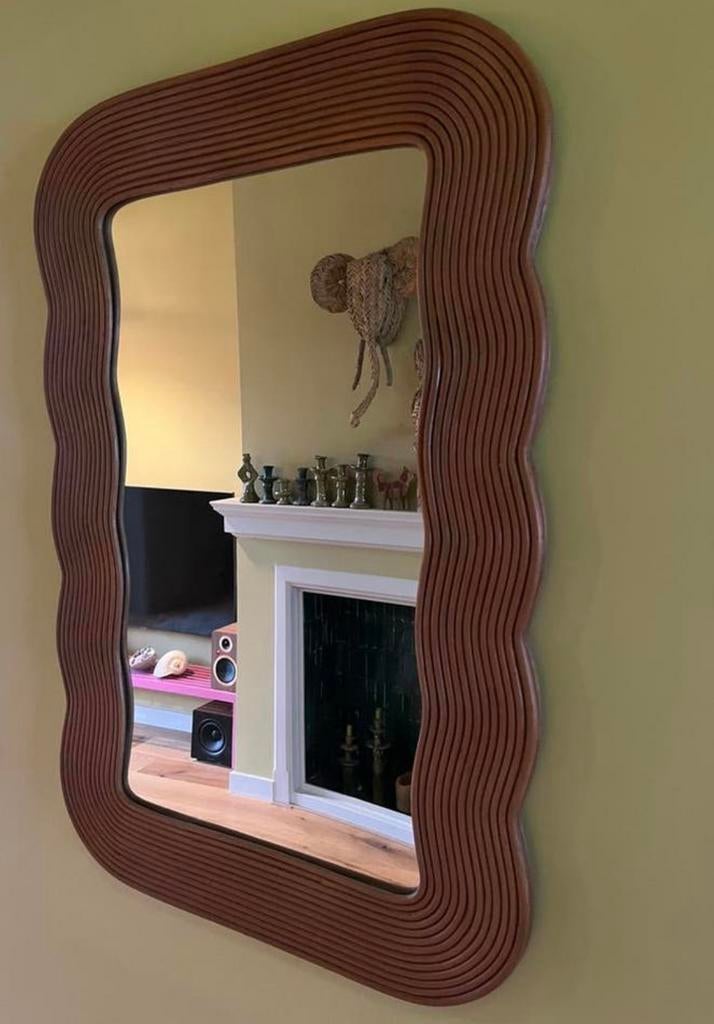 Spiegel Loods 5 Levi bamboo 90x60 cm, Ophalen, Minder dan 50 cm, Zo goed als nieuw, Minder dan 100 cm