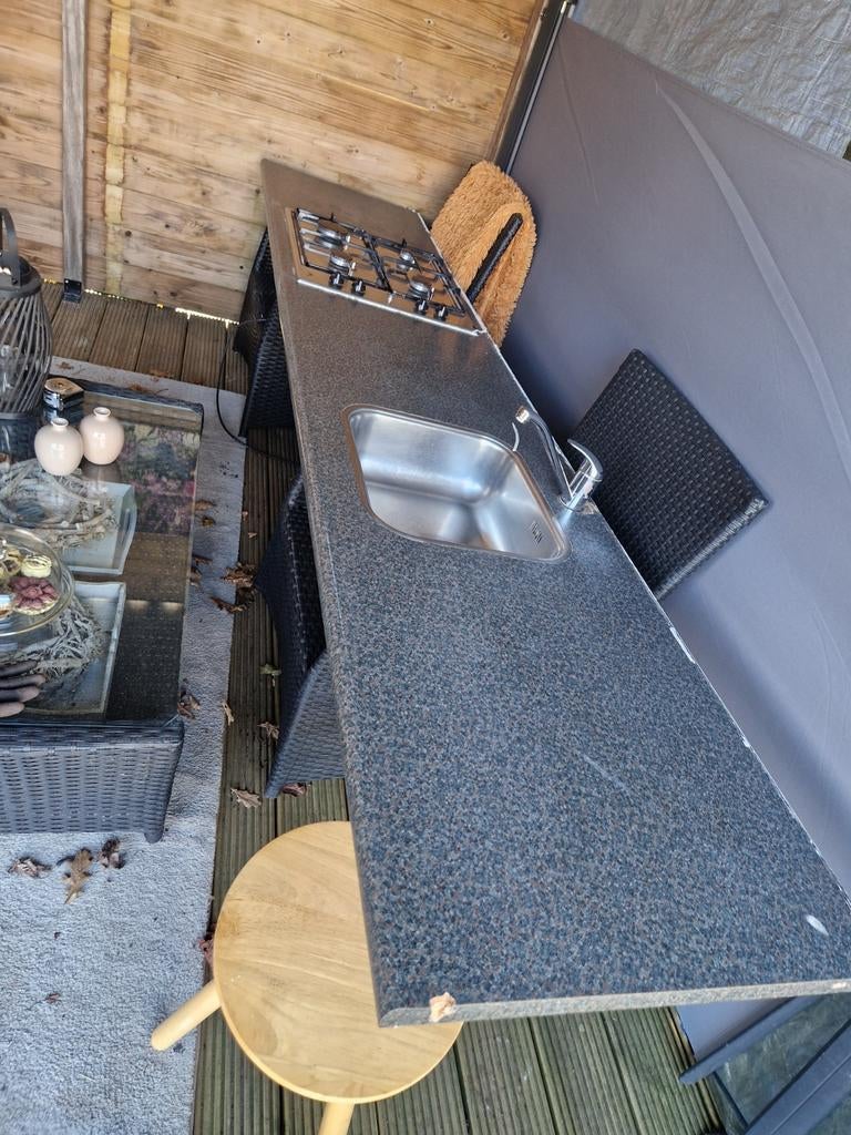 Keuken werkblad met kookplaat en spoelbak, Huis en Inrichting, Keuken | Keukenelementen, Ophalen, 50 tot 75 cm, 200 cm of meer