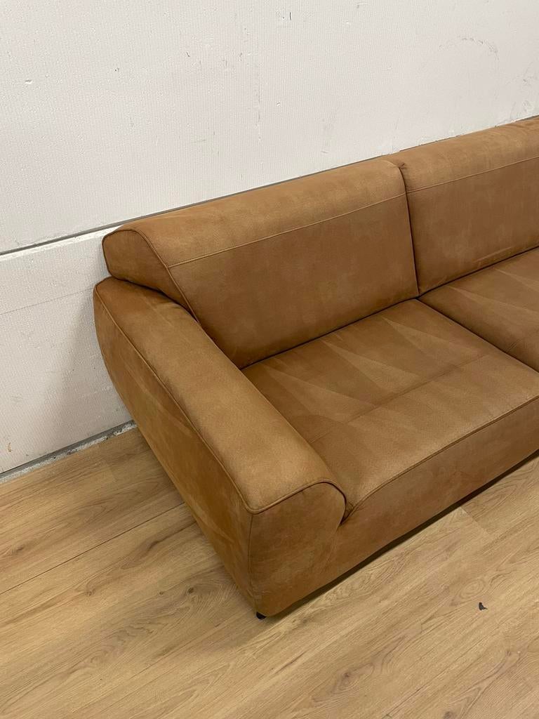 Mooie luxe suede cognac bruine XOOON hoekbank - GEREINIGD!!!, Ophalen, 250 tot 300 cm, Luxe, Hoekbank