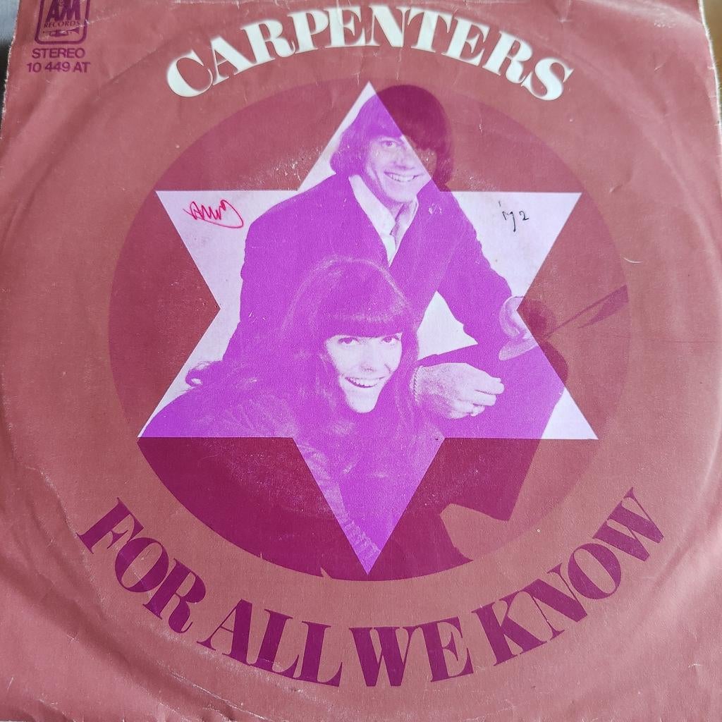 Carpenters - For All We Know (Single), Cd's en Dvd's, Vinyl Singles, Ophalen of Verzenden, Gebruikt, 7 inch, Pop