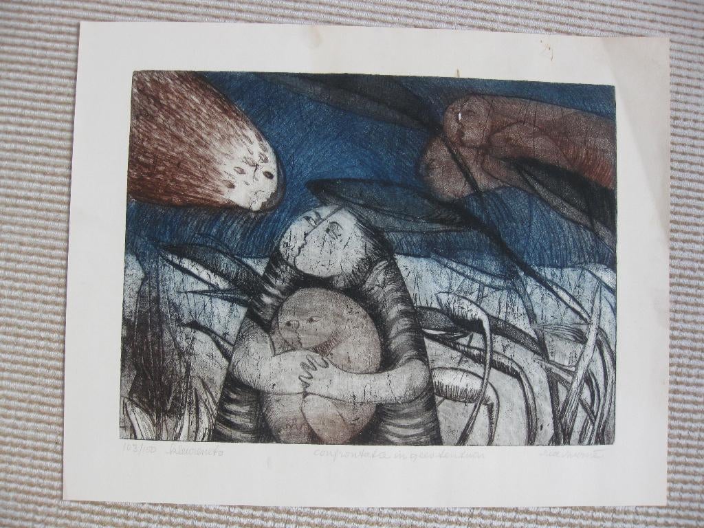 Ria Thurné. Kleurenets. 103/150. Confrontatie in geestentuin, Ophalen of Verzenden