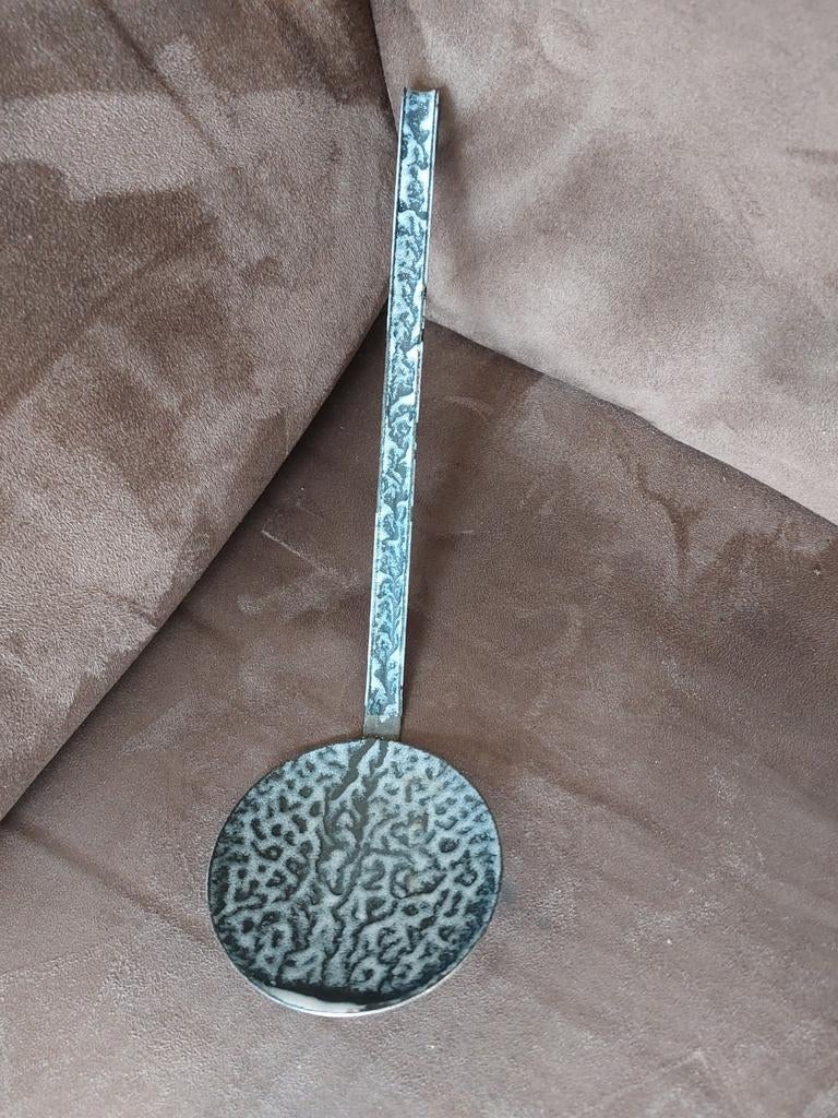 Grijs emaille platte lepel, Antiek en Kunst, Ophalen of Verzenden