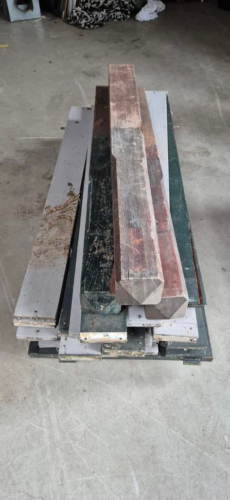 Hardhouten hekwerk met poort en palen, Tuin en Terras, Ophalen, Met poort, Gebruikt, Tuinhek