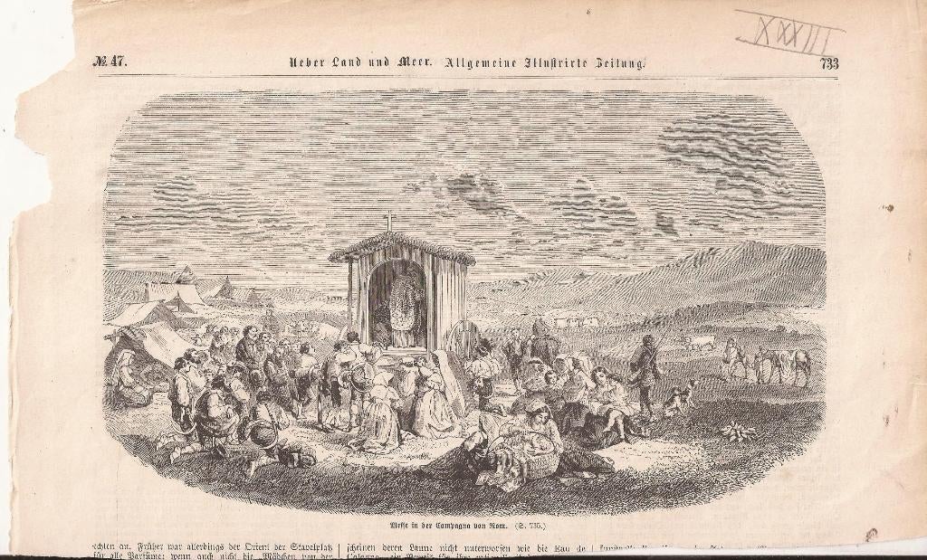 Messe in der Campagna von Rom. ca. 1870, Antiek en Kunst, Ophalen of Verzenden